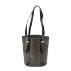 Celine Vintage Vertical Shopping Tote Brown Black Macadam Canvas — view 5