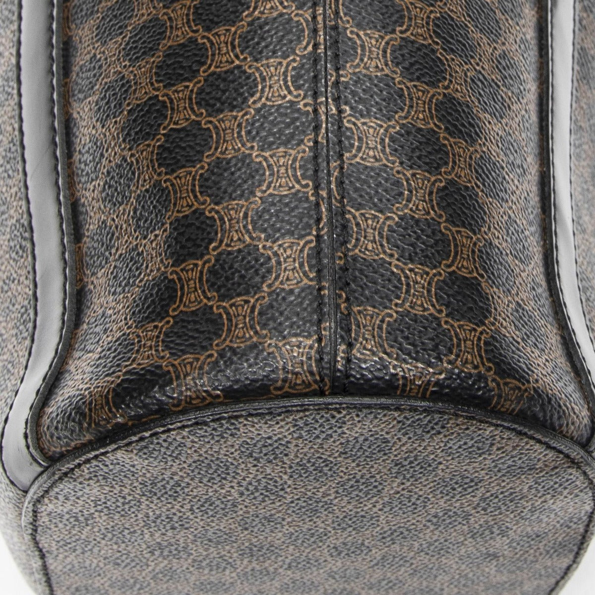 Celine Vintage Vertical Shopping Tote Brown Black Macadam Canvas — view 7