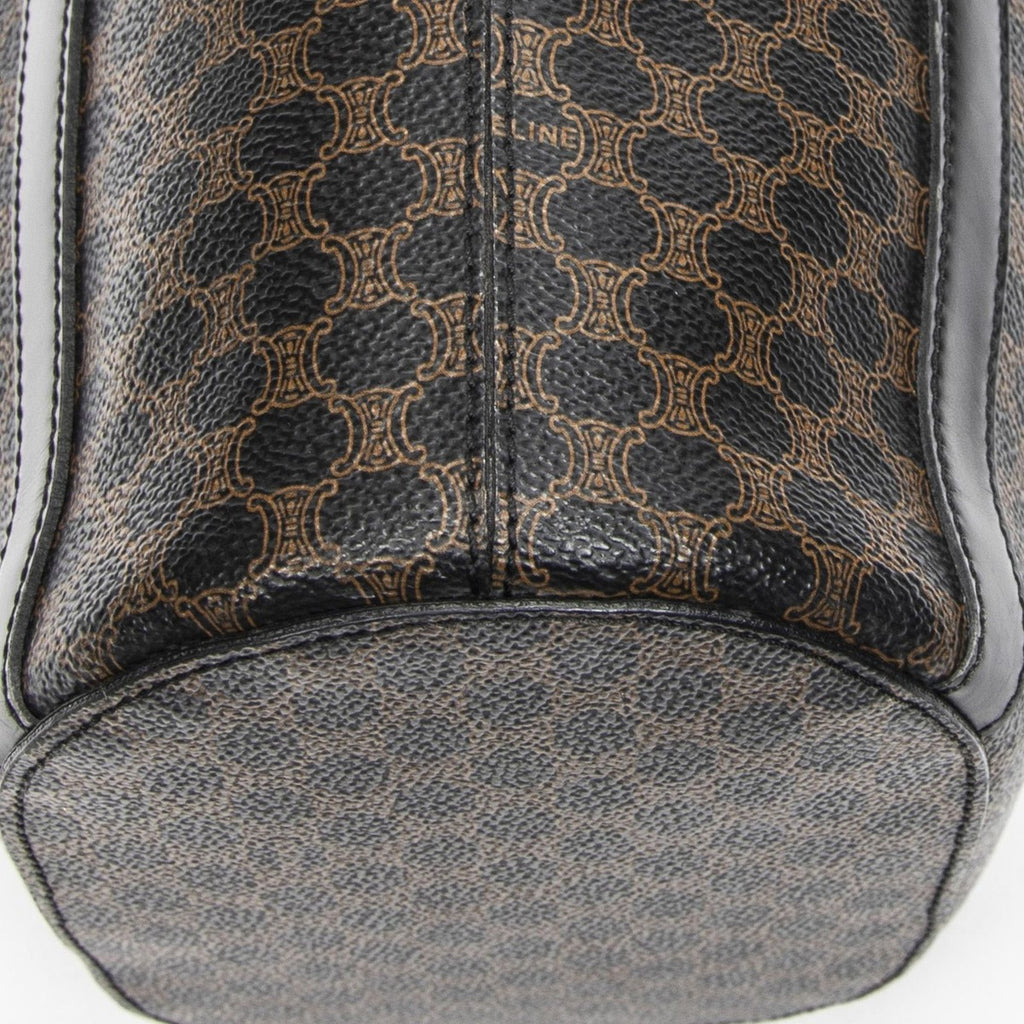 Celine Vintage Vertical Shopping Tote Brown Black Macadam Canvas — view 8