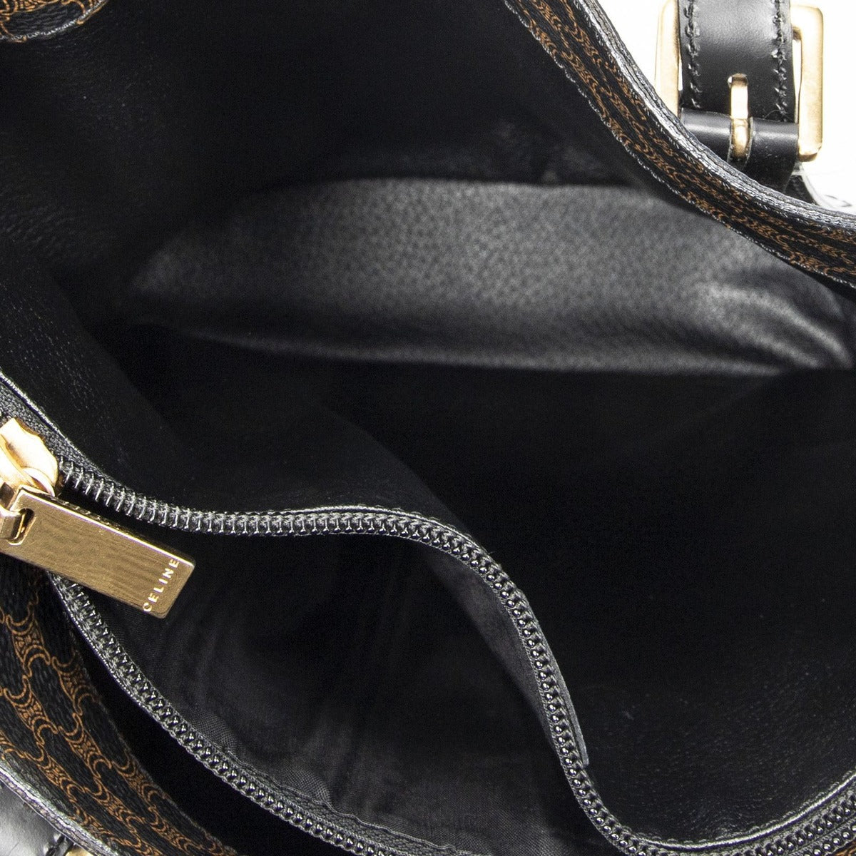 Celine Vintage Vertical Shopping Tote Brown Black Macadam Canvas — view 9