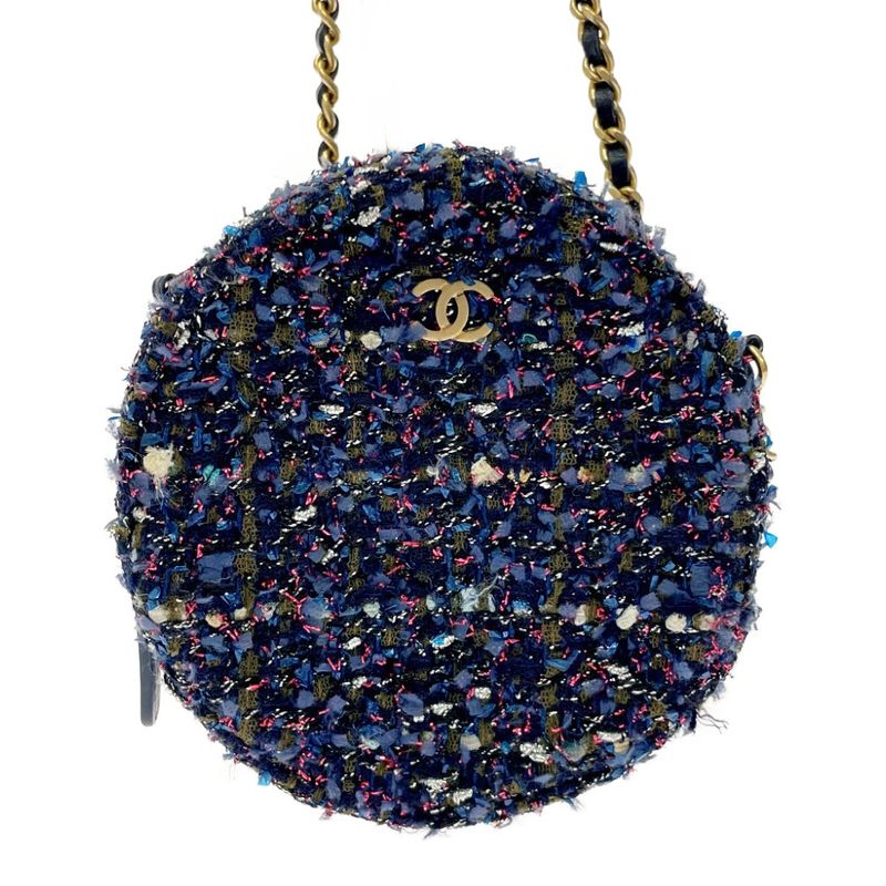Chanel Tweed Round Chain Shoulder Bag Multicolor — view 4