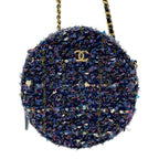 Chanel Tweed Round Chain Shoulder Bag Multicolor — view 4