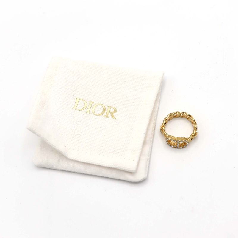 Christian Dior Ring Clair D Lune Rhinestone Gold Color M 12.5 — view 6