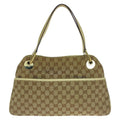 Gucci Beige Ivory Gold Hardware GG Canvas Leather Tote Bag