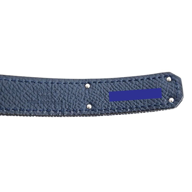 Hermes Kelly Belt 18 Denim Epson Blue Series Silver Hardware — view 7