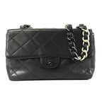 Chanel Shoulder Bag Black Lambskin Quilted Plastic Chain