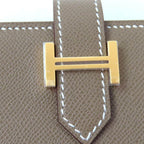 Hermes Bearn Mini Etoupe Gold Hardware H Logo Wallet With Coin — view 9