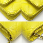 Chanel Quilted Ap0250 Yellow Chain Wallet Shoulder Bag Caviar Leather — view 9