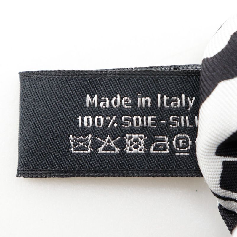 Chanel Chou Coco Mark Logo Ribbon Silk Black White Hair Tie — view 5