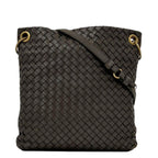 Bottega Veneta Shoulder Bag Brown Intrecciato Crossbody Leather Braided Vintage
