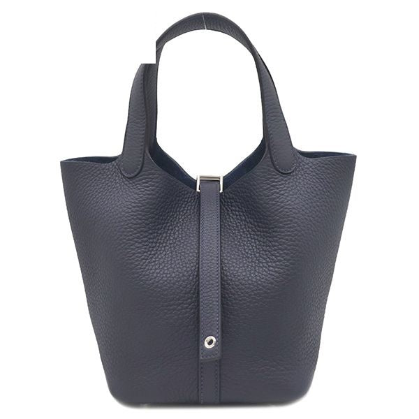 Hermes Handbag Picotin Lock 18 PM Taurillon Clemence Blue Nuit Silver New Navy