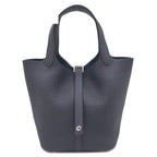 Hermes Handbag Picotin Lock 18 PM Taurillon Clemence Blue Nuit Silver New Navy