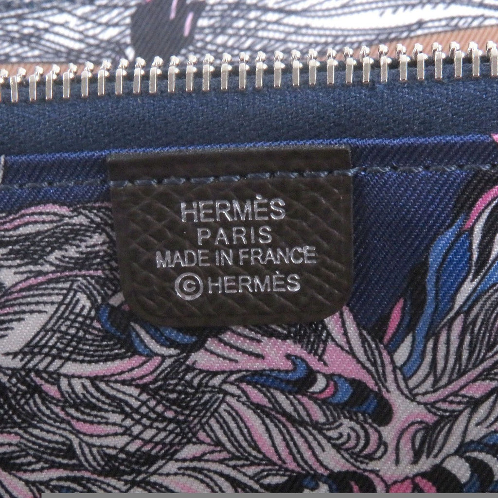 Hermes Azap Long Silk in Vaux Epson Round Zip Wallet — view 8