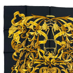 Hermes Scarf Silk Carre 90 Lemors a la Conetable Elegance Gold Black — view 2
