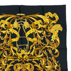Hermes Scarf Silk Carre 90 Lemors a la Conetable Elegance Gold Black — view 3