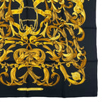 Hermes Scarf Silk Carre 90 Lemors a la Conetable Elegance Gold Black — view 5