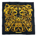 Hermes Scarf Silk Carre 90 Lemors a la Conetable Elegance Gold Black