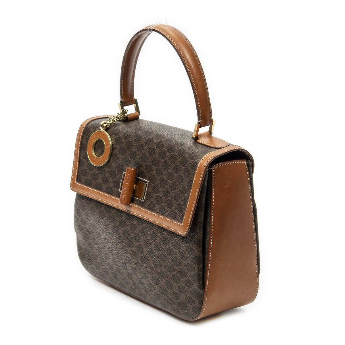 Celine Vinte Ziff Lap Top Handle Brown Macadam Canvas — view 2
