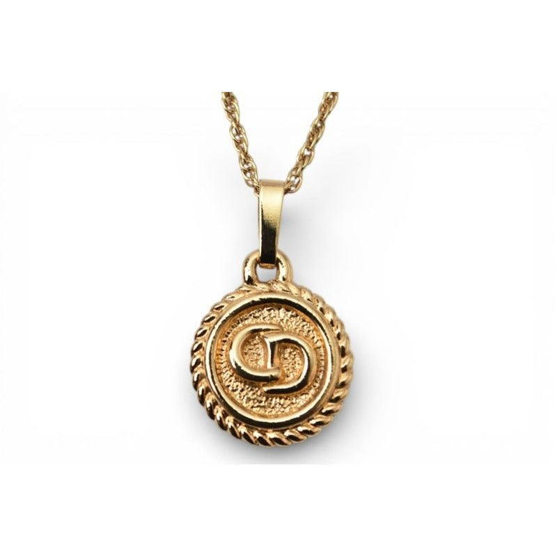 Dior Necklace Pendant Vintage CD Logo Circle Gold
