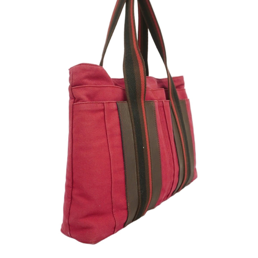 Hermes Tote Troca Horizontal Canvas Red Silver — view 2