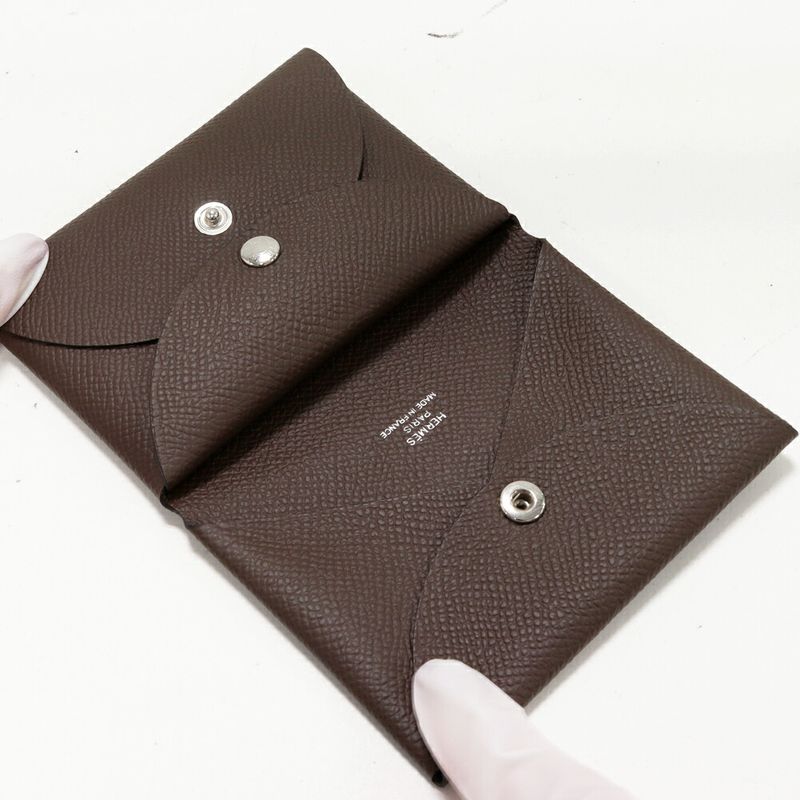 Hermes Coin Case Card Calvi Duo Epson Ecorse Silver Hardware — view 4