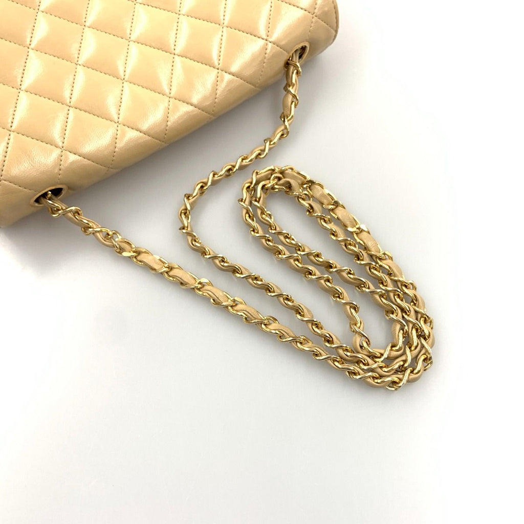 Chanel Quilted Single Flap Chain Shoulder Bag Khaki — view 7