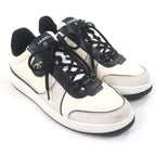 Chanel Leather Suede CC Logo Low Cut Sneakers Ivory Black — view 2