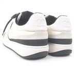 Chanel Leather Suede CC Logo Low Cut Sneakers Ivory Black — view 5