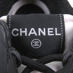 Chanel Leather Suede CC Logo Low Cut Sneakers Ivory Black — view 6