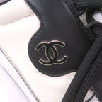 Chanel Leather Suede CC Logo Low Cut Sneakers Ivory Black — view 7
