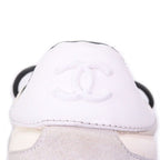 Chanel Leather Suede CC Logo Low Cut Sneakers Ivory Black — view 8