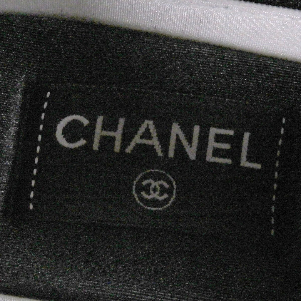 Chanel Leather Suede CC Logo Low Cut Sneakers Ivory Black — view 9
