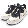 Chanel Leather Suede CC Logo Low Cut Sneakers Ivory Black
