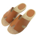 Hermes Espadrilles Antigua 42) Calf Leather Natural Brown Sandals Shoes