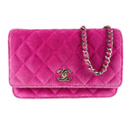 Chanel Chain Wallet Velvet Pink