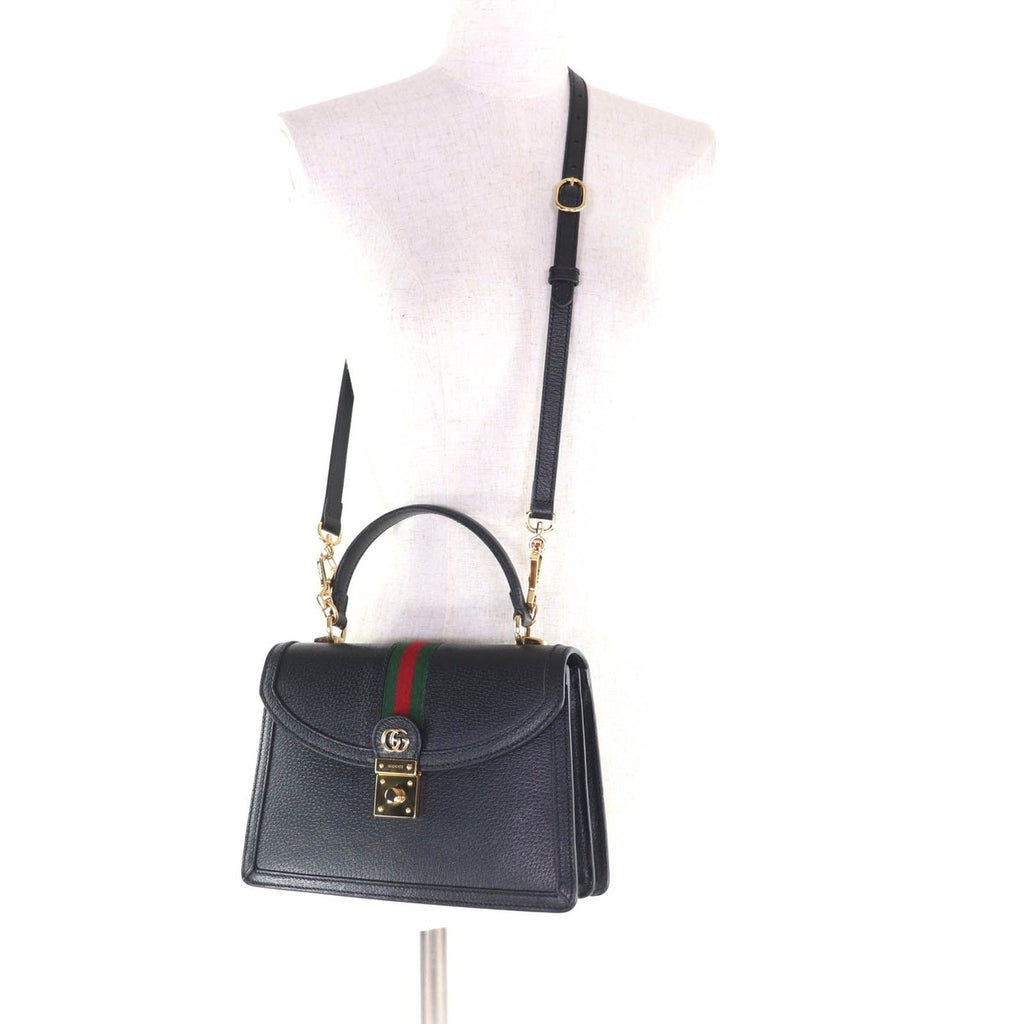 Gucci Ophidia Medium Bag Leather 2-Way Black Gold — view 6