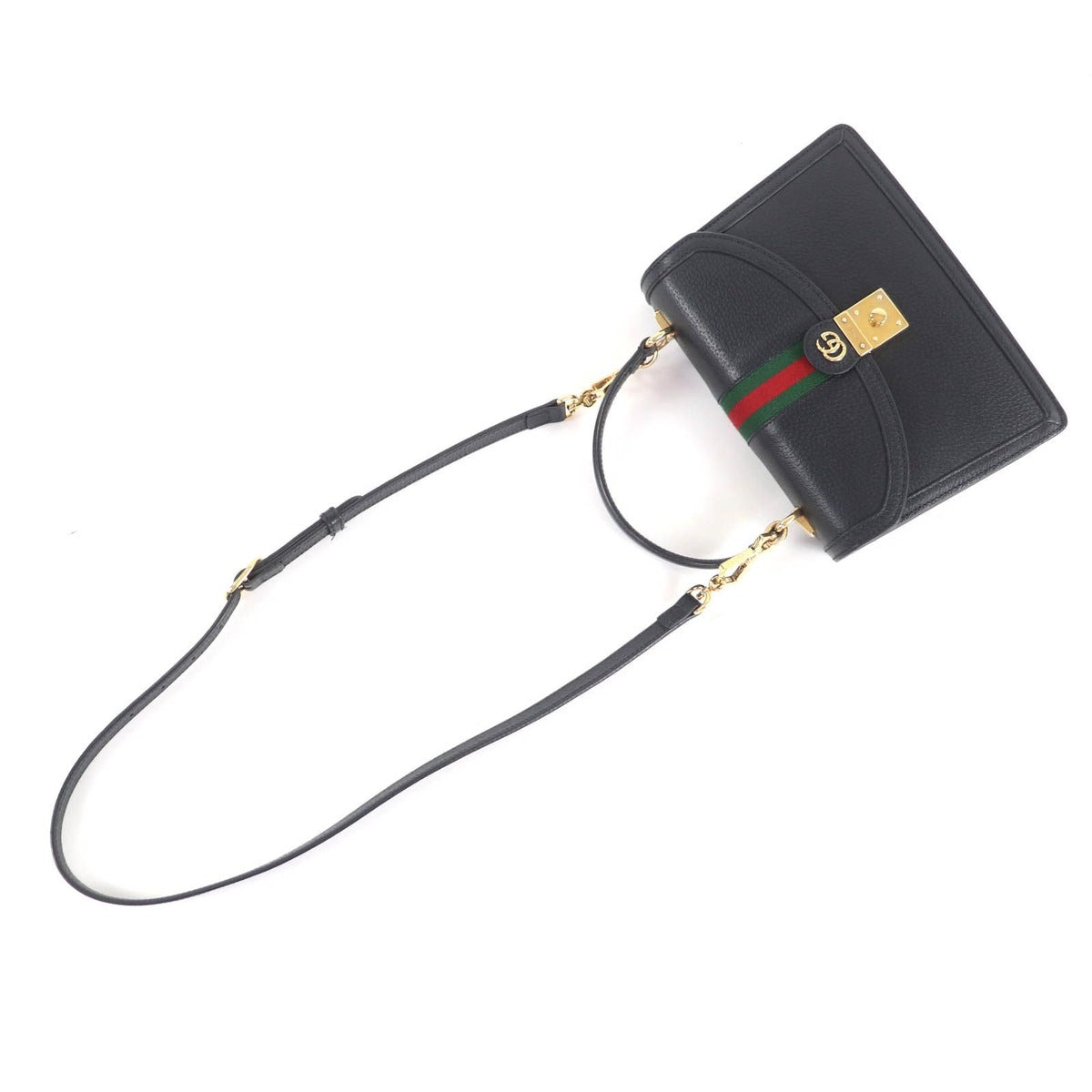 Gucci Ophidia Medium Bag Leather 2-Way Black Gold — view 9