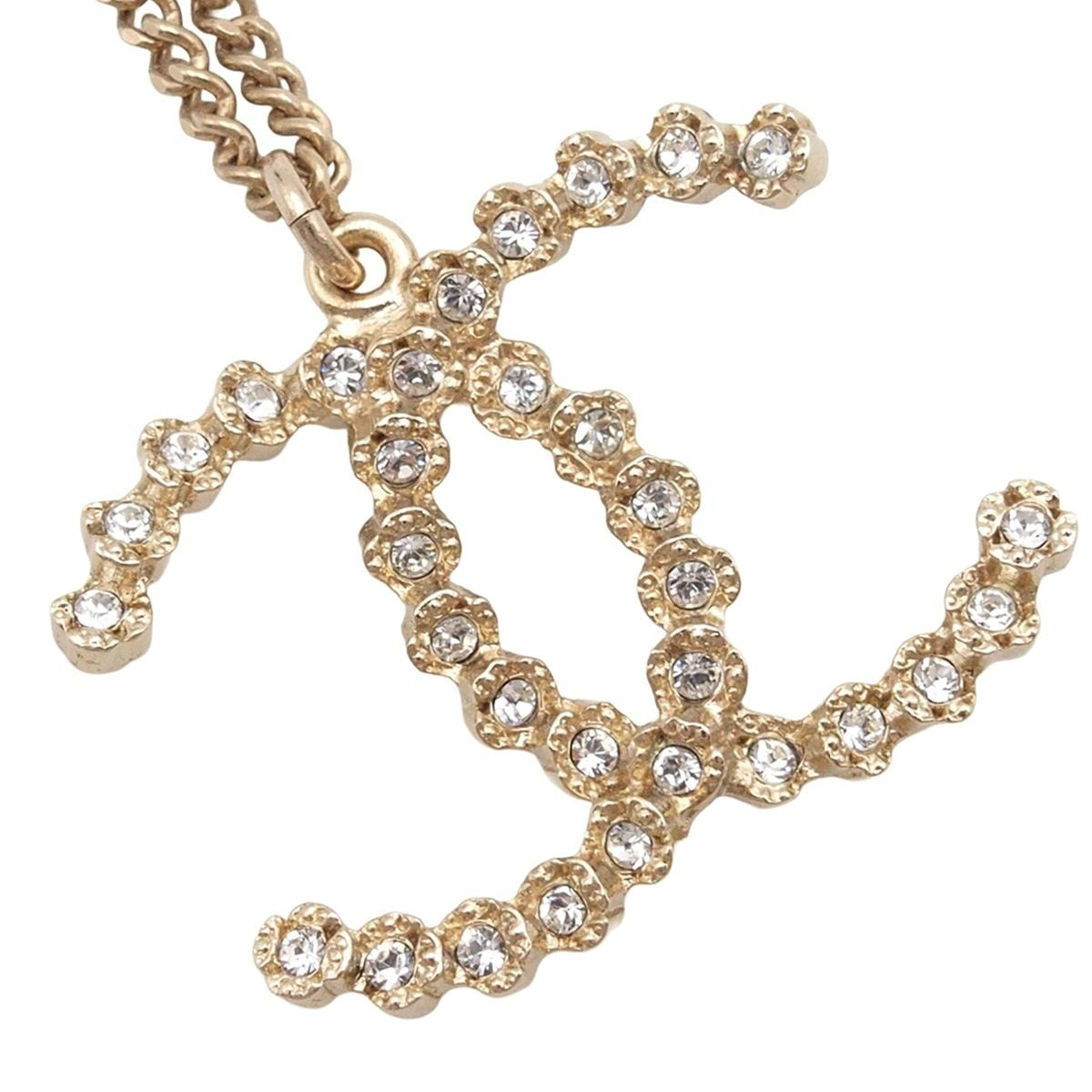 Chanel Necklace CC Logo Gold Metal Rhinestone — view 3