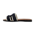Hermes Oran Fringe BL Denim Navy Brown 36 Sandals Shoes