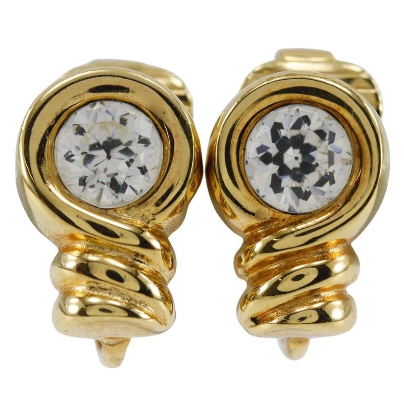 Christian Dior Vintage Gold Plated And Rhinestone 5.4 g Earrings — view 2