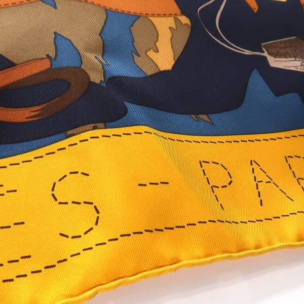 Hermes Carre 90 Monsieur ET Madame & Yellow Blue Silk Scarf Box — view 6