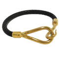 Hermes Jumbo Bracelet Leather Black Gold Plated