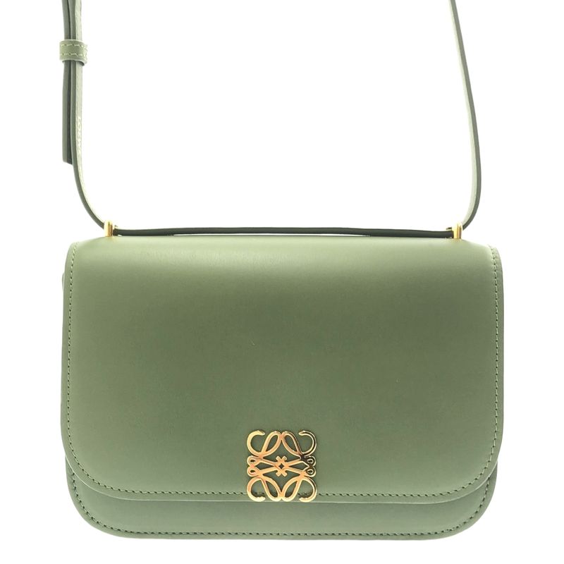 Loewe Goya Anagram Logo Leather Small Shoulder Bag Green — view 3