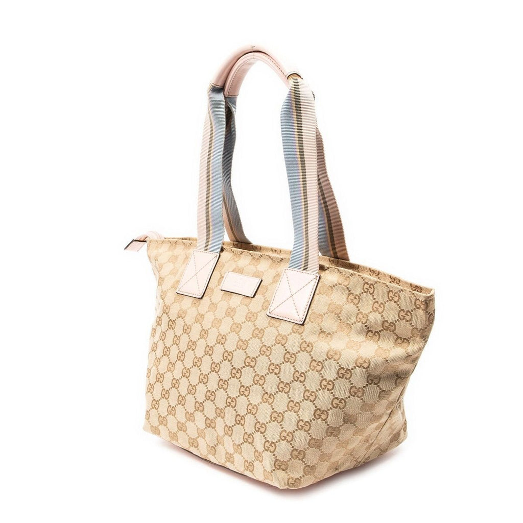 Gucci Web Trapeze Tote Light Pink Beige GG Canvas — view 2
