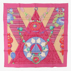 Hermes Carre 90 Tibet II 2 Silk Pink Scarf 0217
