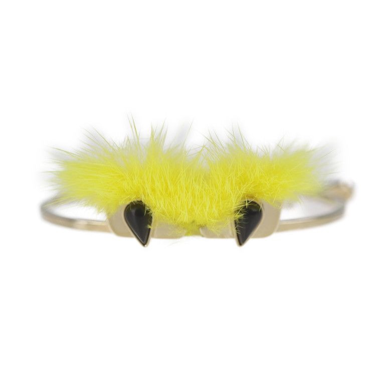 Fendi Bracelet Metal Fur Gold Yellow Monster Eye Bangle — view 2