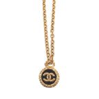 Chanel CC Logo Lava Necklace Gold Black Vintage