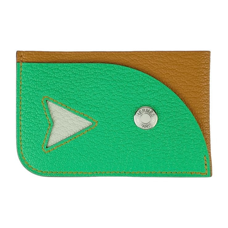 Hermes Card Case Poisson Ckac Caramel vert Comics FIZZ Greenish — view 2