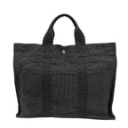 Hermes Her Line MM Canvas Cotton Gray Tote Silver