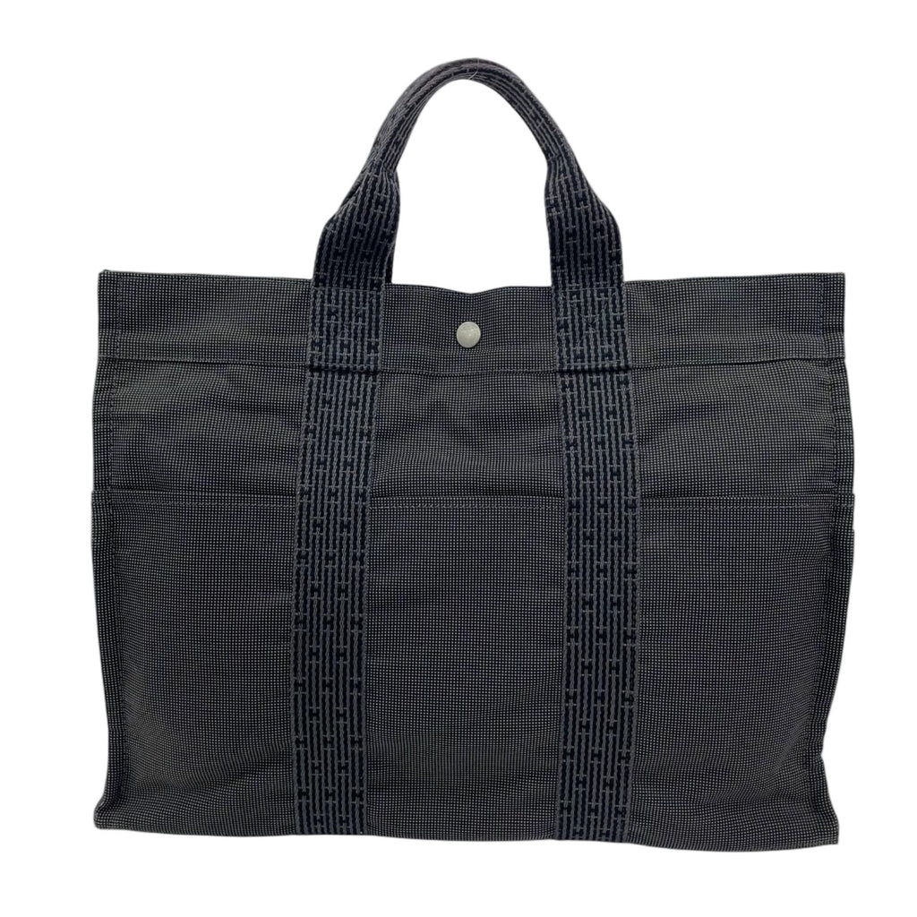 Hermes Her Line MM Canvas Cotton Gray Tote Silver — view 2